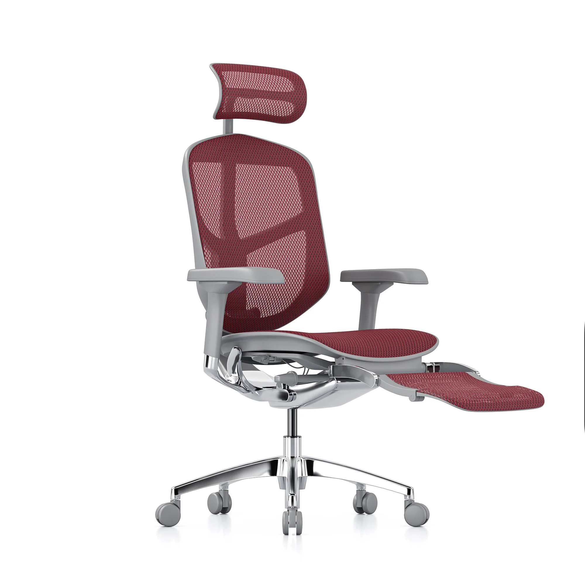 Enjoy office chair, red mesh, grey frame - Image 3