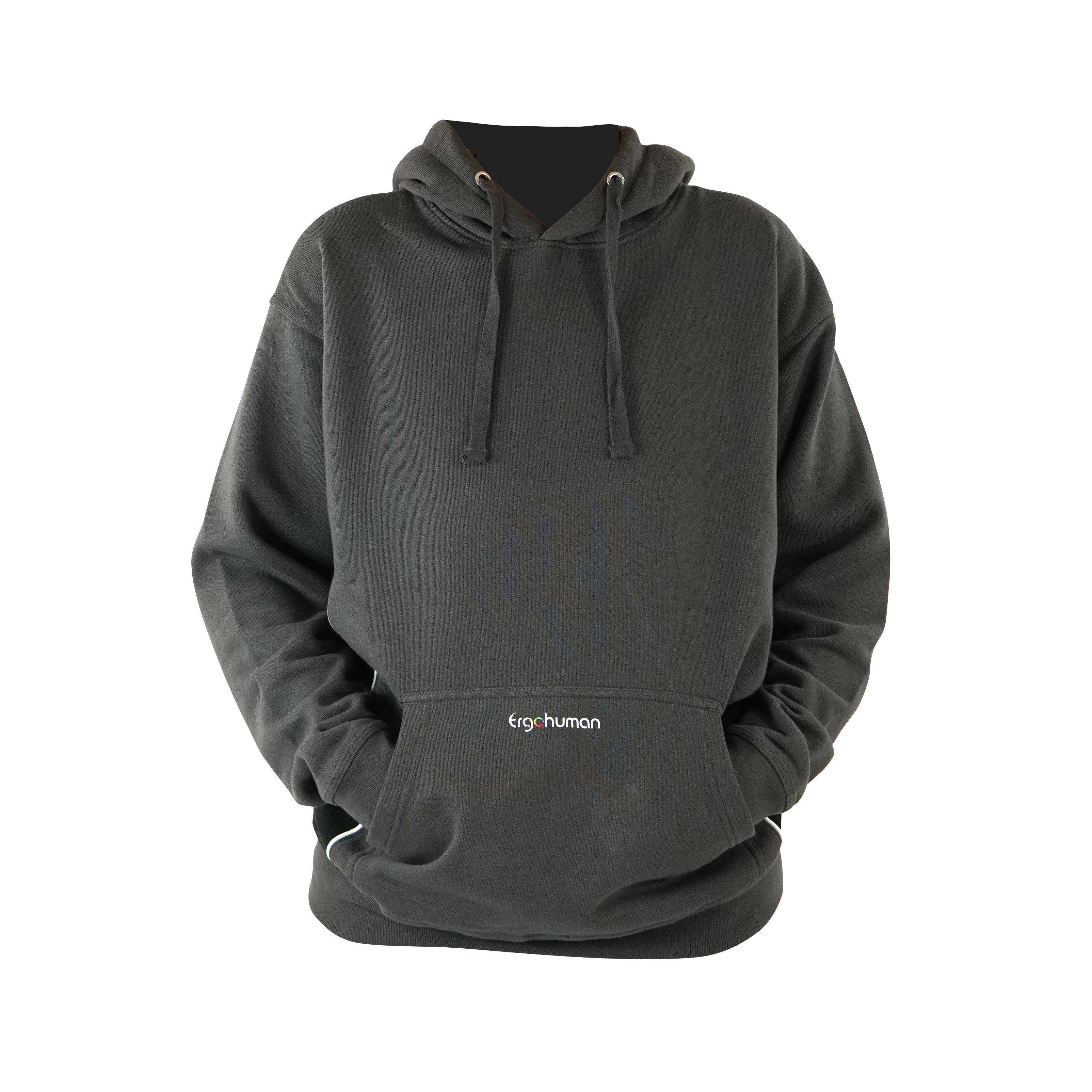 Ergohuman hoodie, grey with black and white, size medium - Image 4
