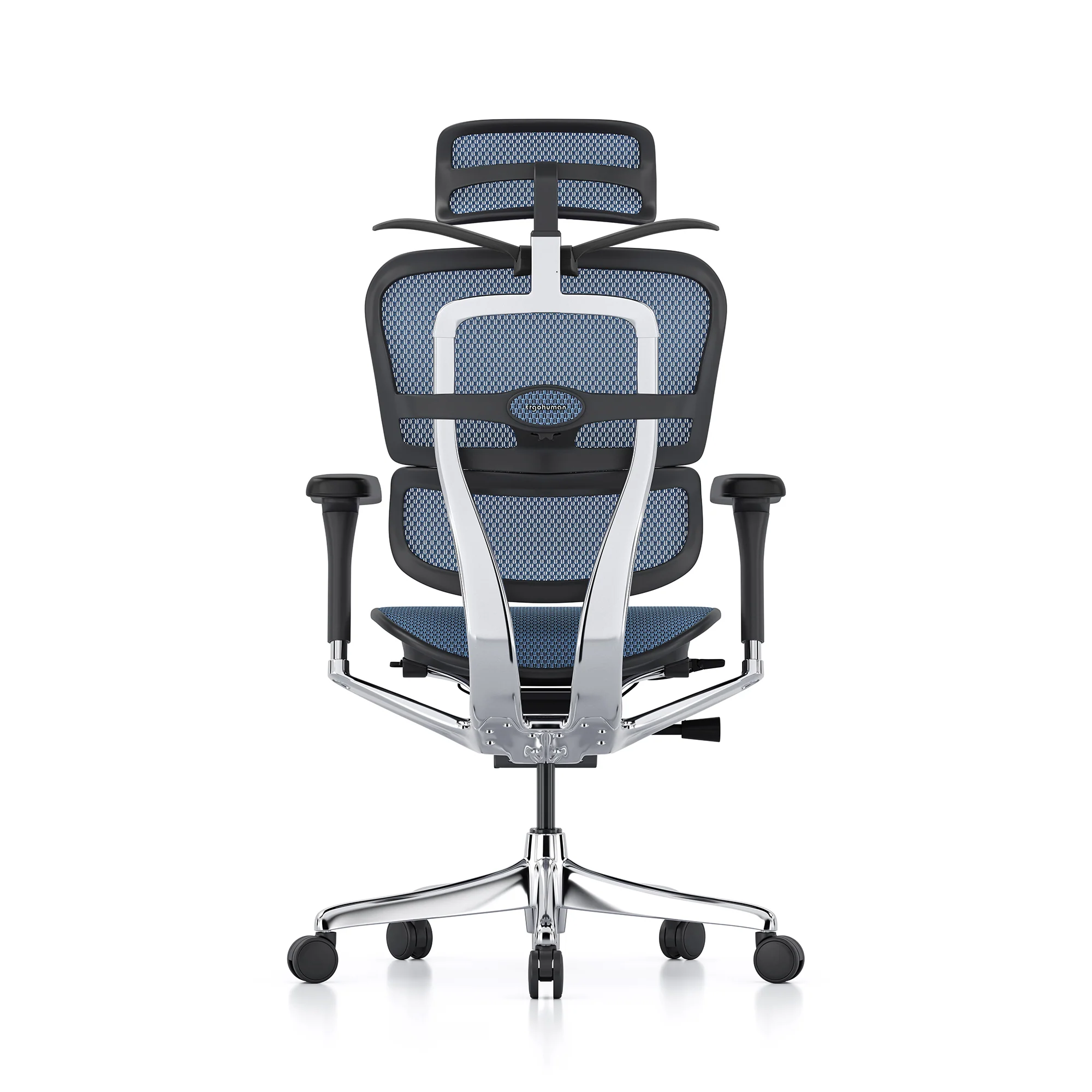 Ergohuman office chair, blue mesh, black frame - Image 5