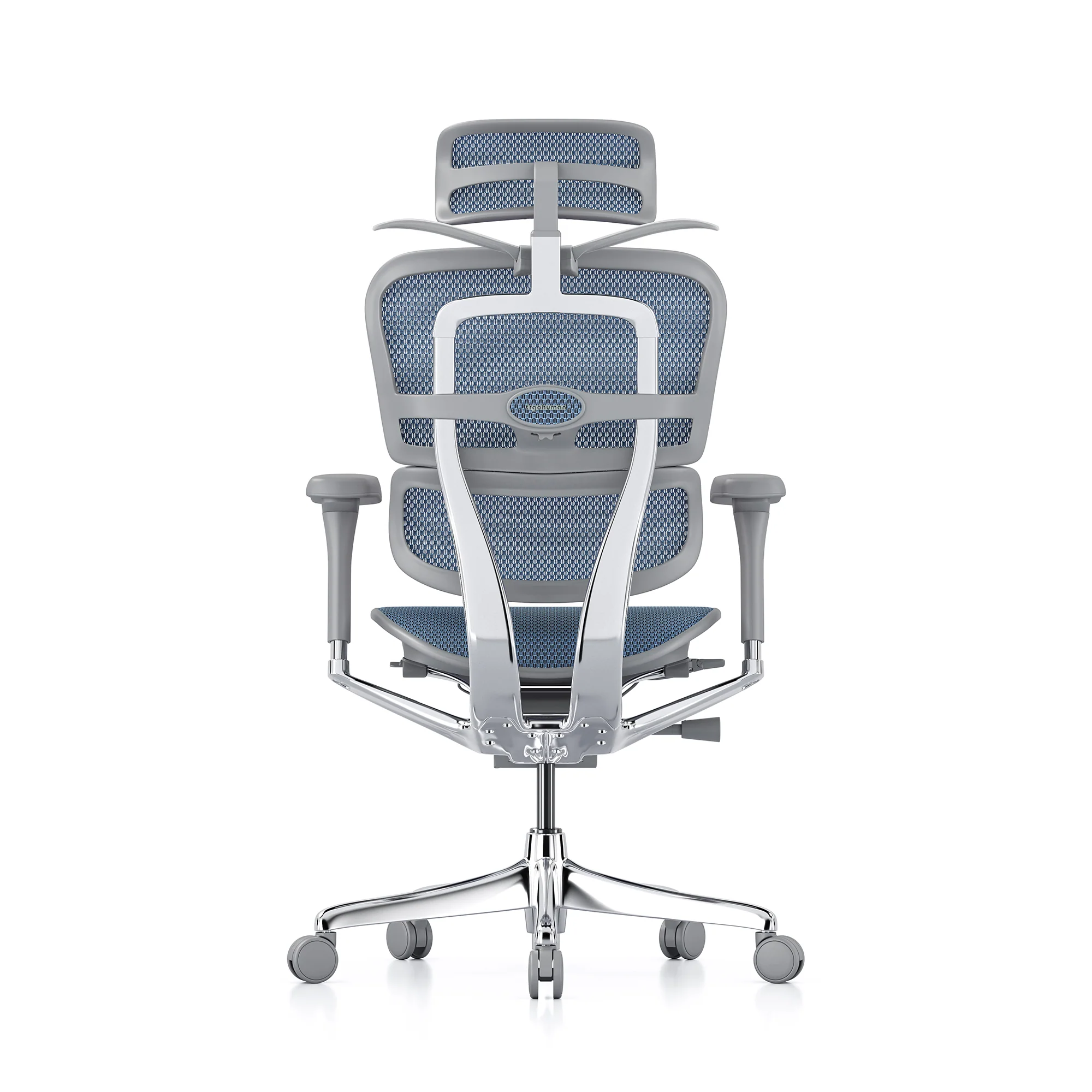 Ergohuman office chair, blue mesh, grey frame - Image 5