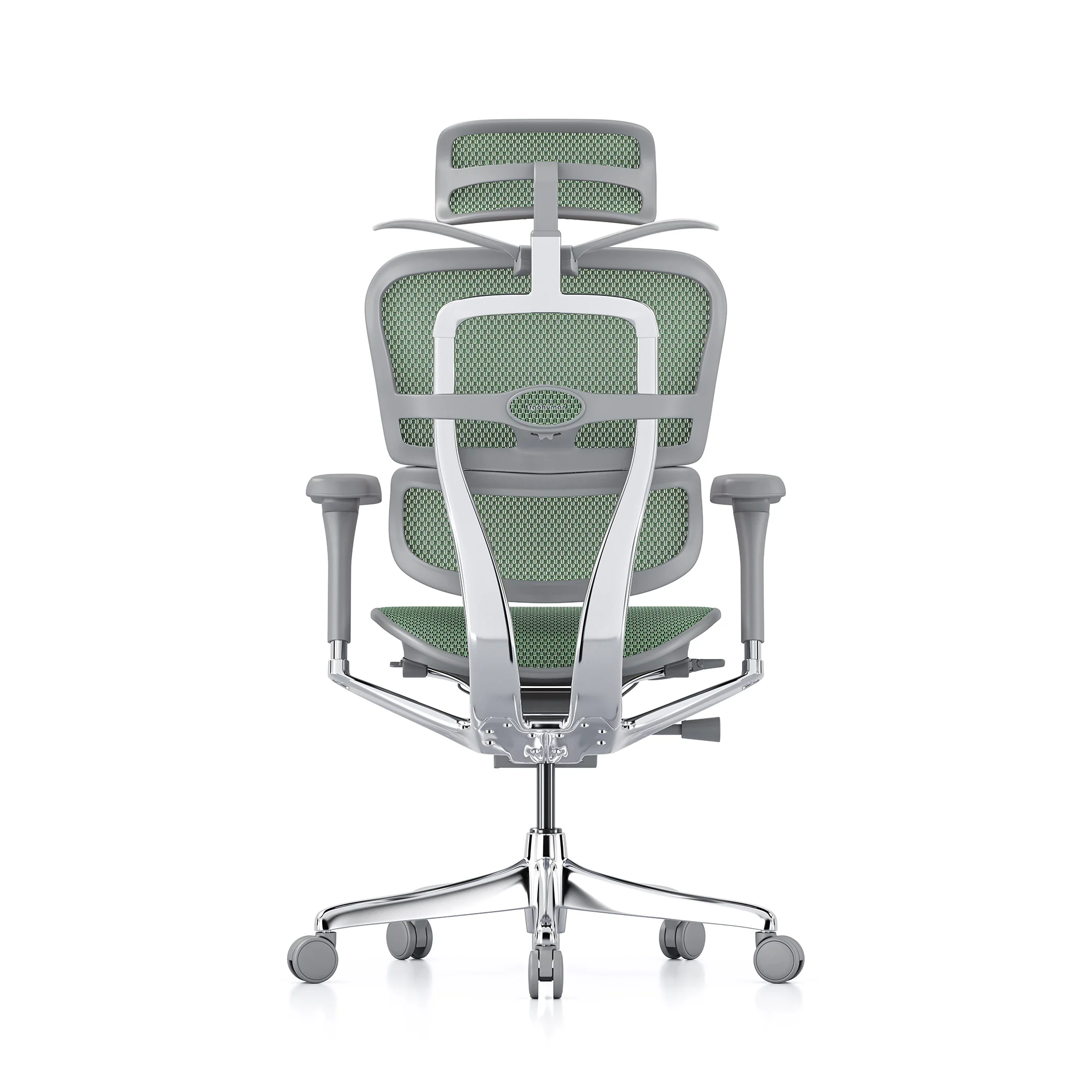 Ergohuman office chair, green mesh, grey frame - Image 4