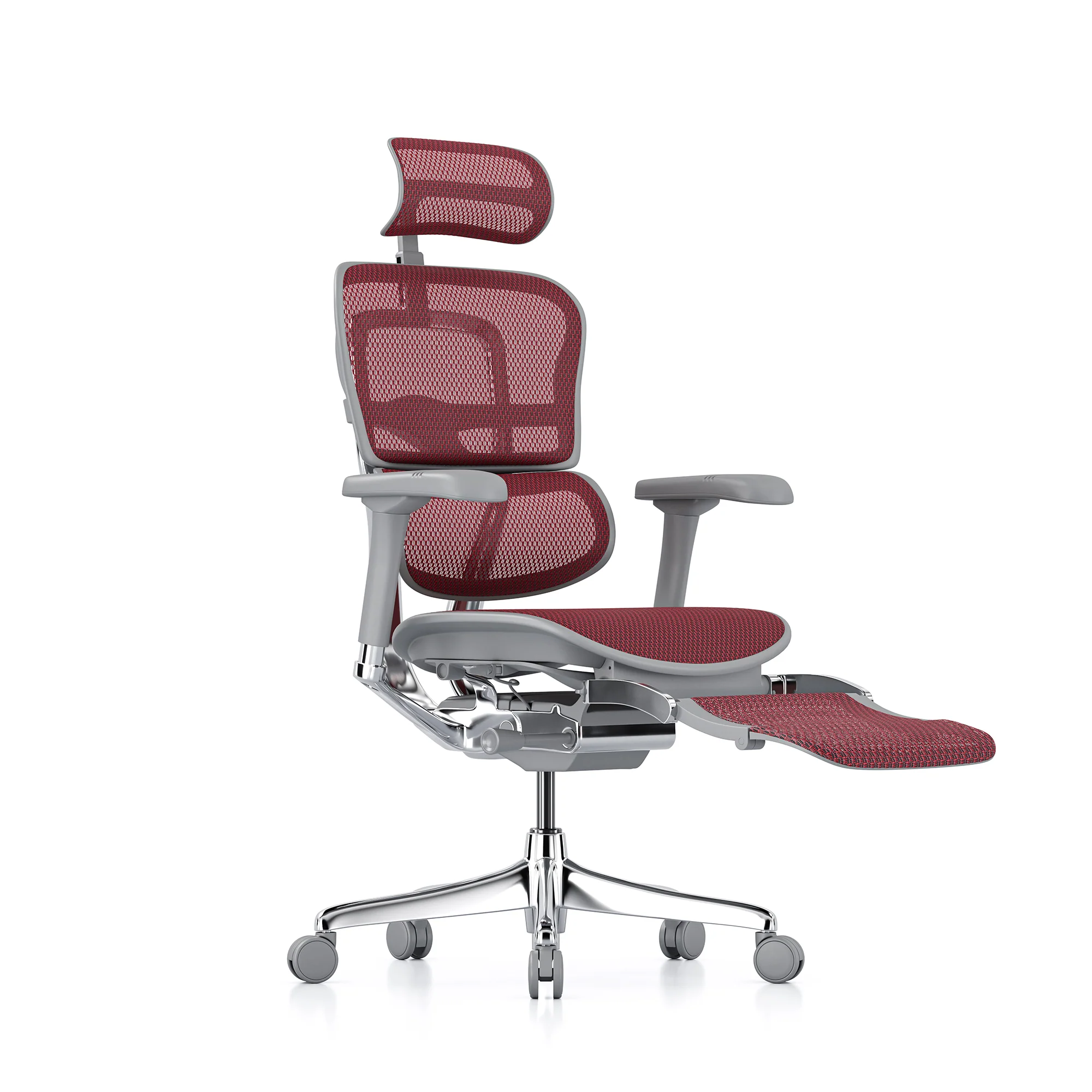 Ergohuman office chair, red mesh, grey frame - Image 3