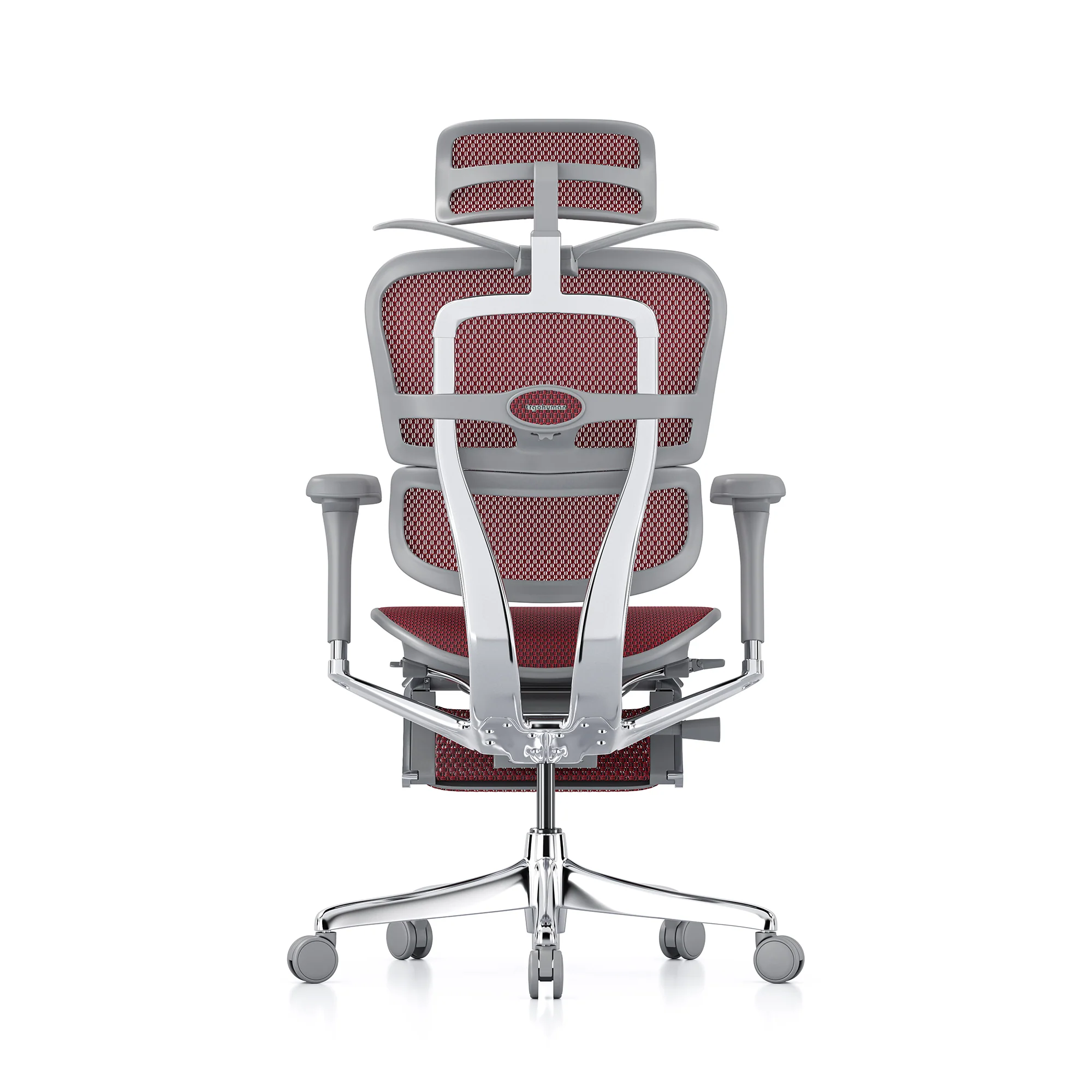 Ergohuman office chair, red mesh, grey frame - Image 5