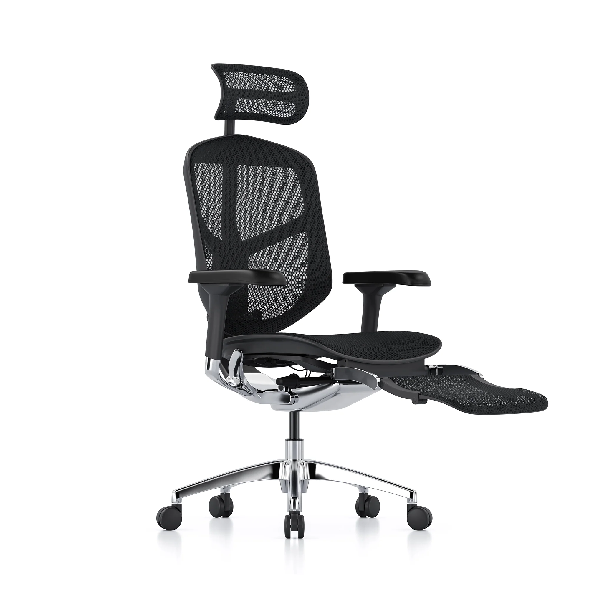 Open-box Enjoy office chair with headrest and legrest, black mesh, black frame – Excellent - Image 3