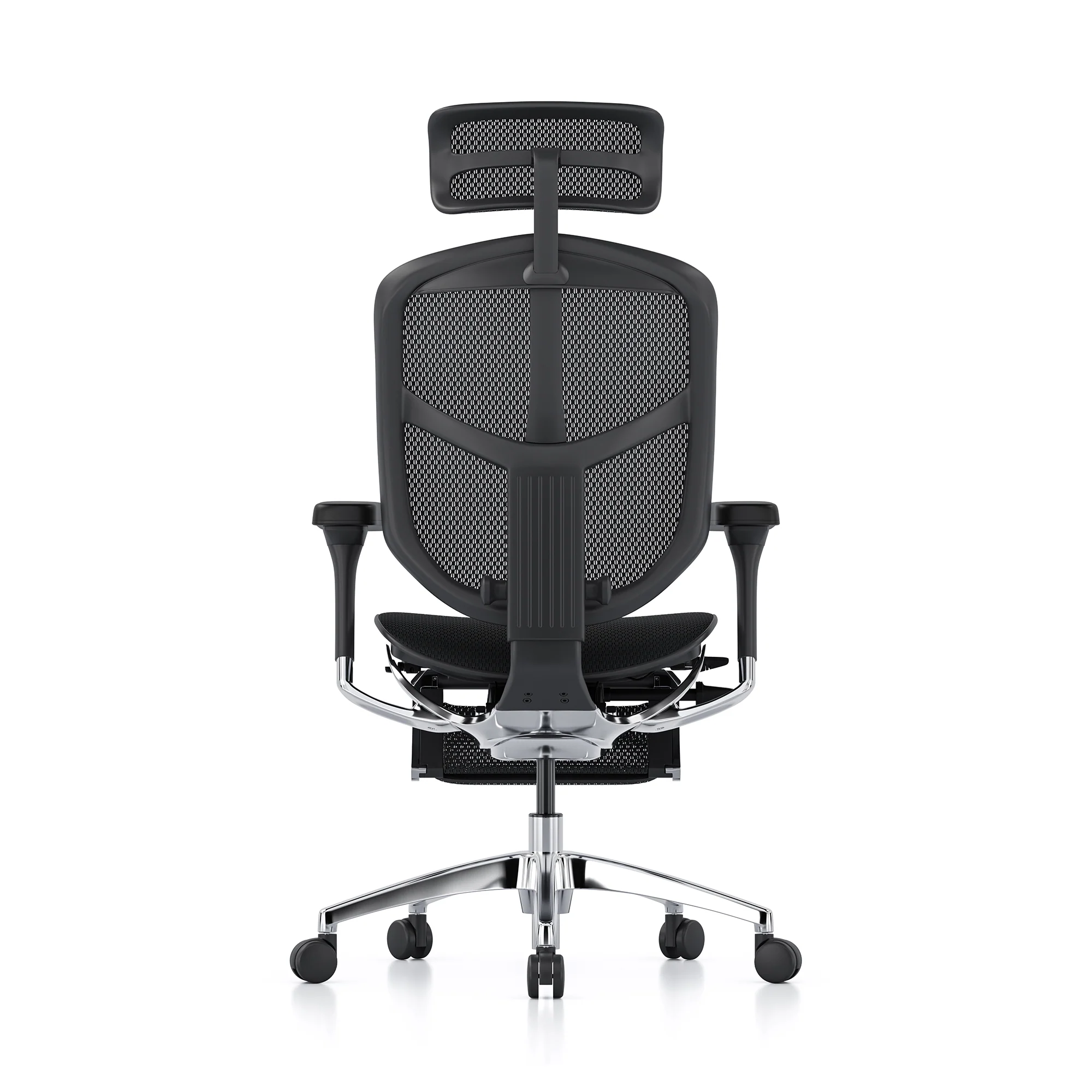Open-box Enjoy office chair with headrest and legrest, black mesh, black frame – Excellent - Image 4