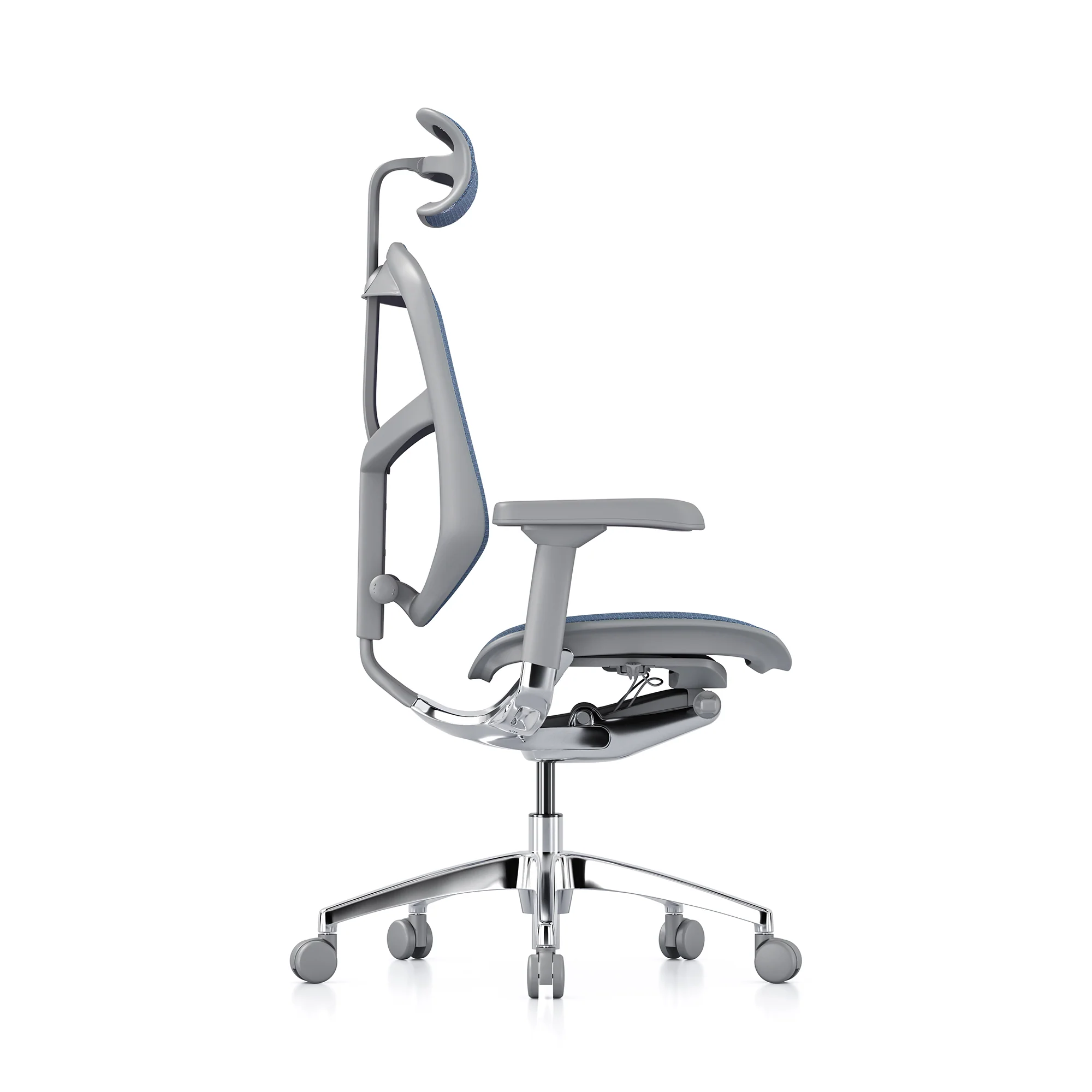 Open-box Enjoy office chair with headrest, blue mesh, grey frame – Excellent - Image 3