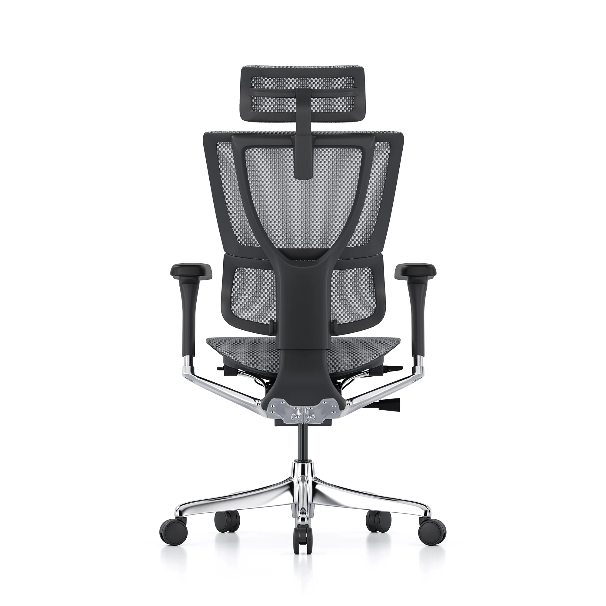 Open-box Mirus office chair with headrest, grey mesh, black frame – Excellent - Image 3