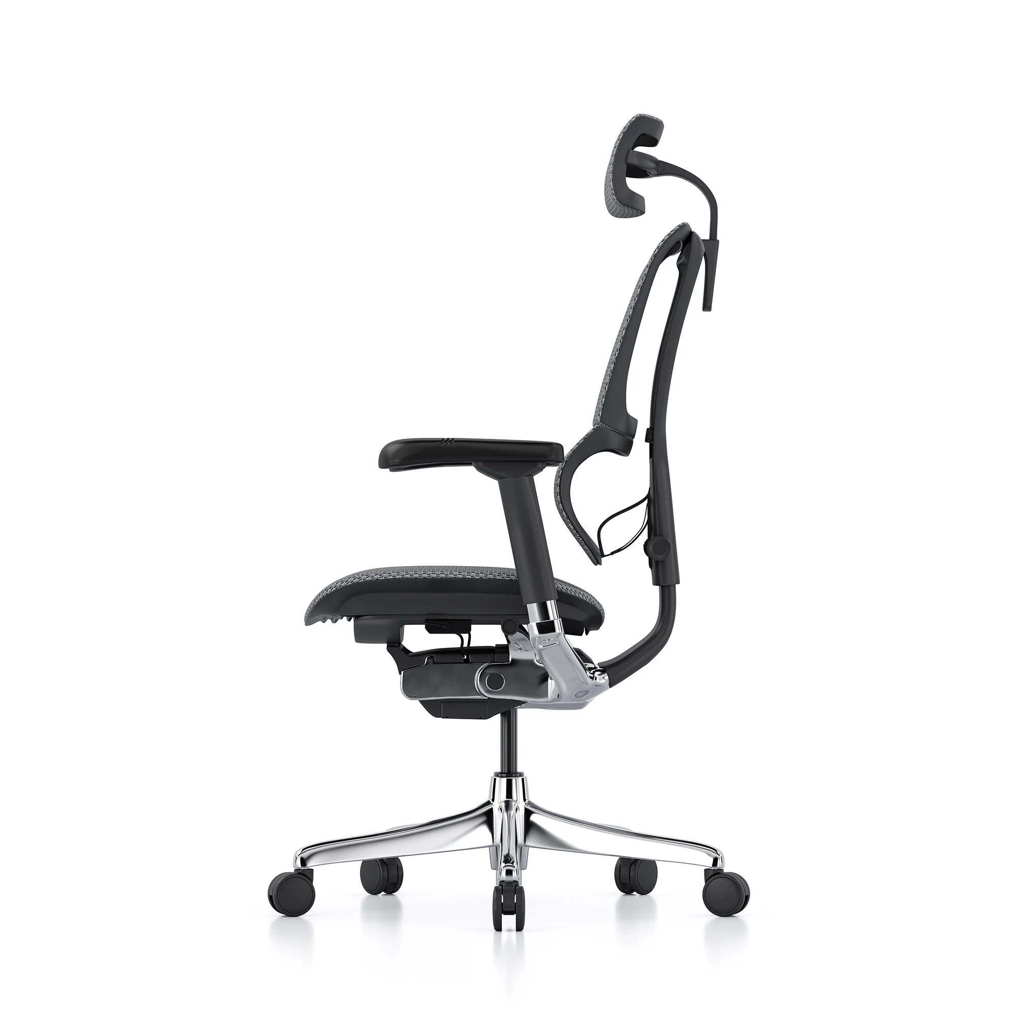 Open-box Mirus office chair with headrest, grey mesh, black frame – Excellent - Image 4