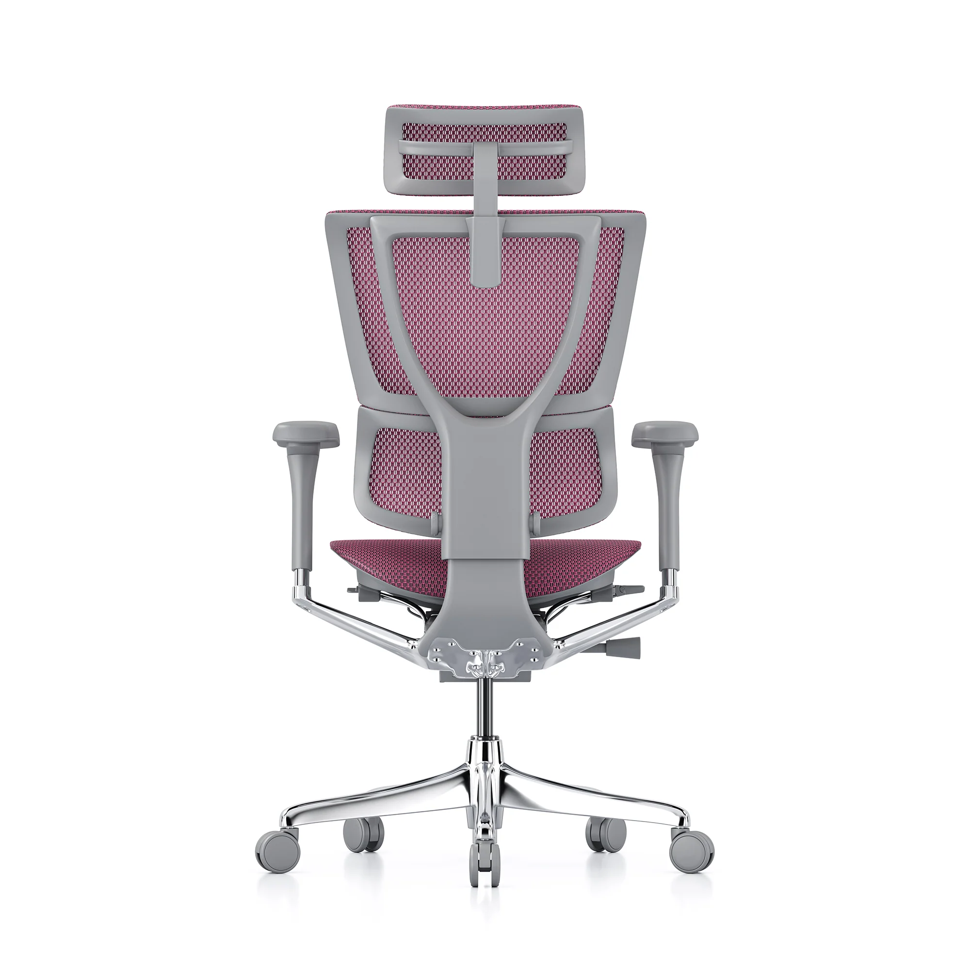 Open-box Mirus office chair with headrest, pink mesh, grey frame – Excellent - Image 5