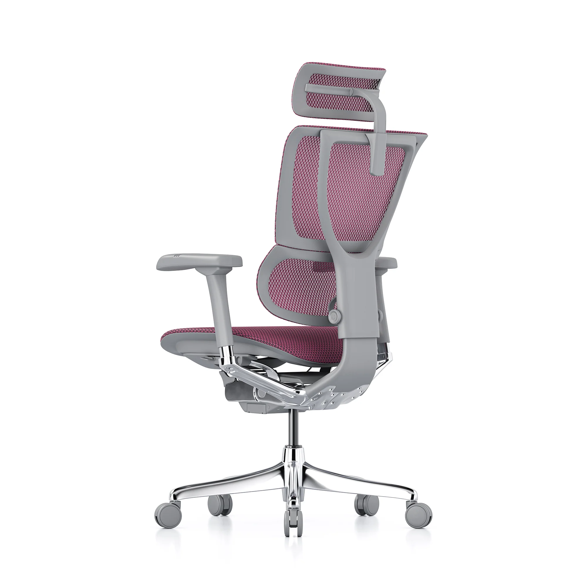 Open-box Mirus office chair with headrest, pink mesh, grey frame – Excellent - Image 6