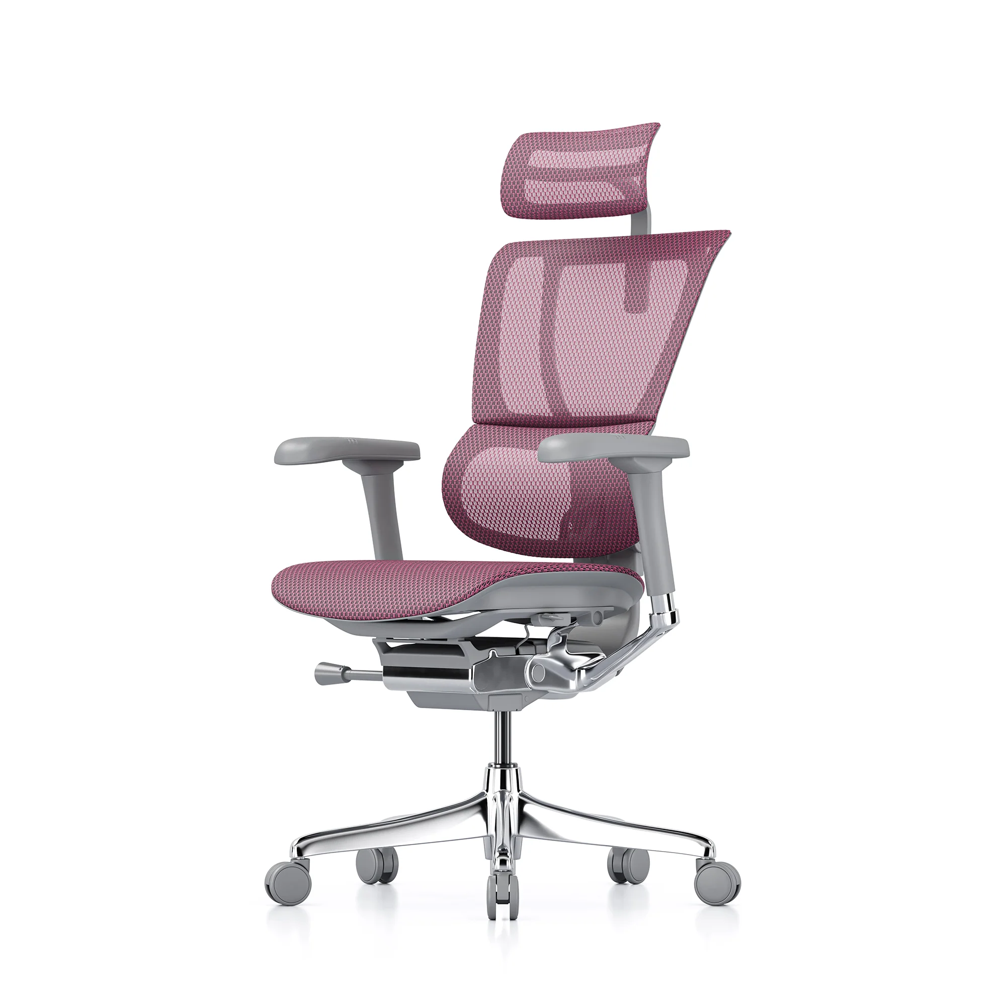 Open-box Mirus office chair with headrest, pink mesh, grey frame – Excellent - Image 8
